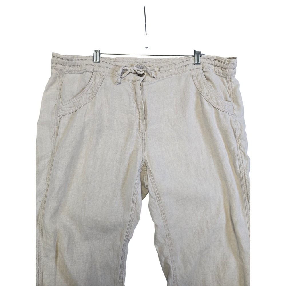 Lands End Womens 18W Beige Linen Crop Pants Coastal Beach Resort Plus Size